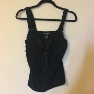 WHBM black tank top with mesh ruffle designs
